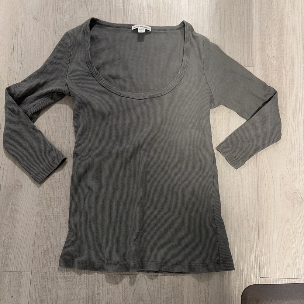 James Perse Dark Gray Long Sleeve Tee 100% Cotton